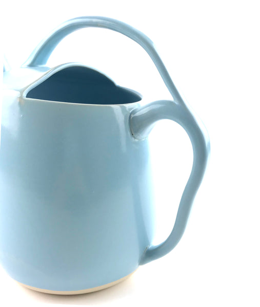 Blue Watering Can in White Stoneware