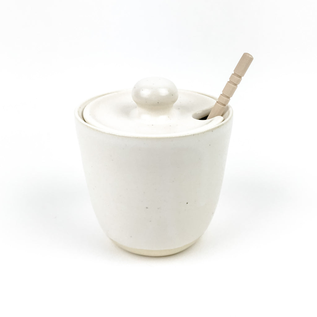 Honey Pot Jars in White Stoneware