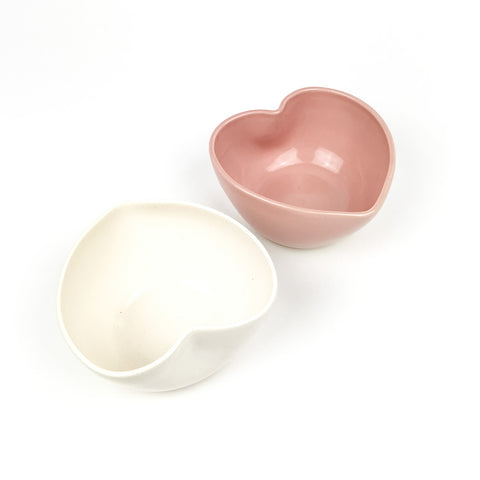 Heart Shaped Bowls in White Clay